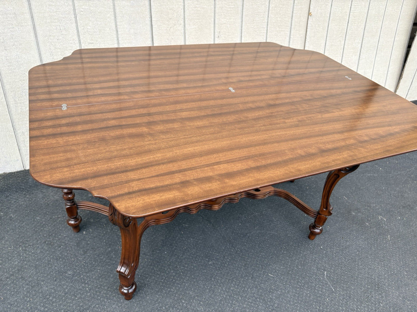 66885   Inlaid Antique Flip Top Sideboard Dining Table with Drawer