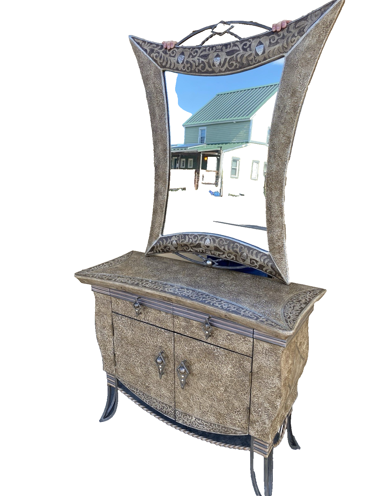 66137 Modern Console Hall Table with Mirror