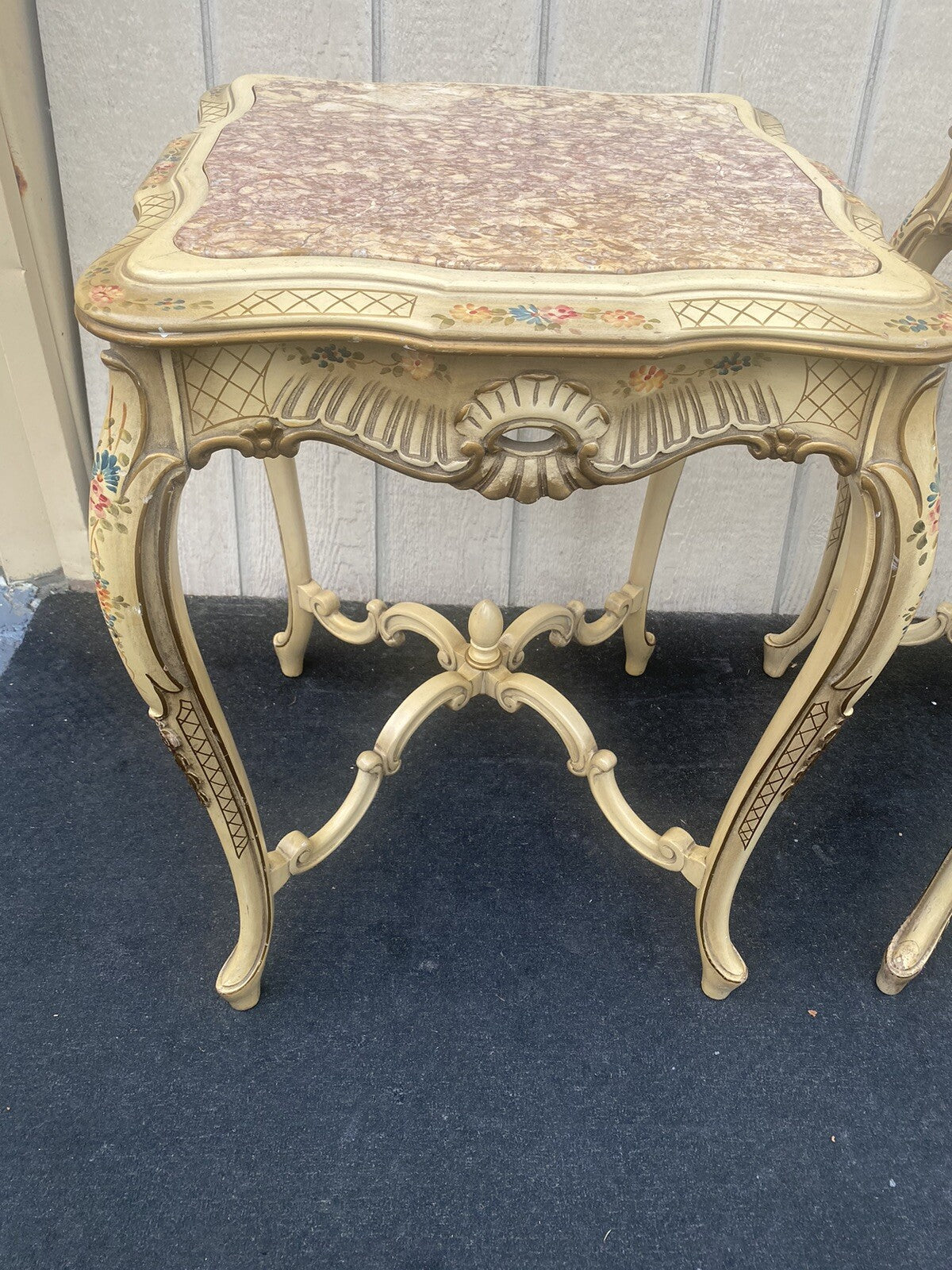 65575 Pair Decorator Marble Top Lamp Table Stand s