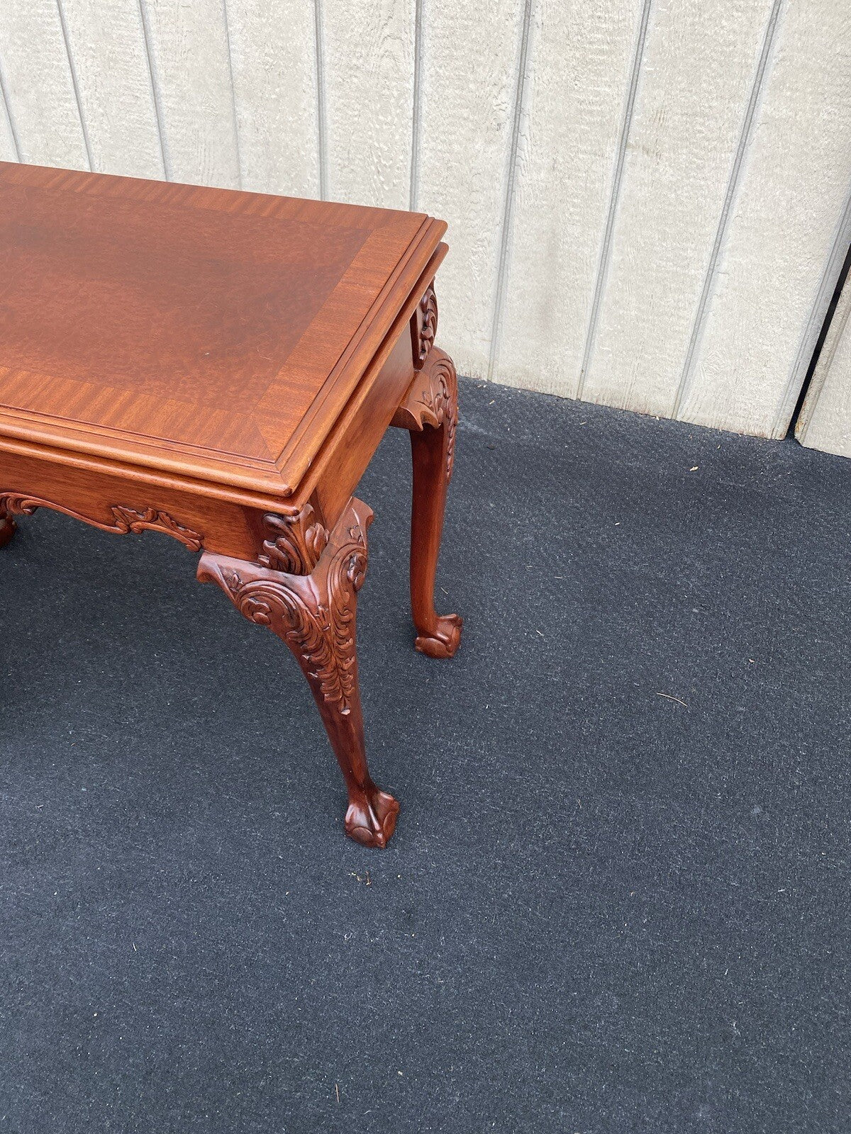 64531 Banded Mahogany  Ball And Claw Foot Carved Flip Top Game ? Dining  Table