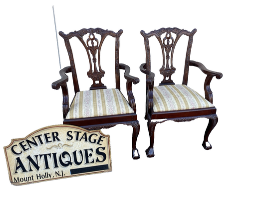 66346 Pair Mahogany Claw Foot Armchair Chair s