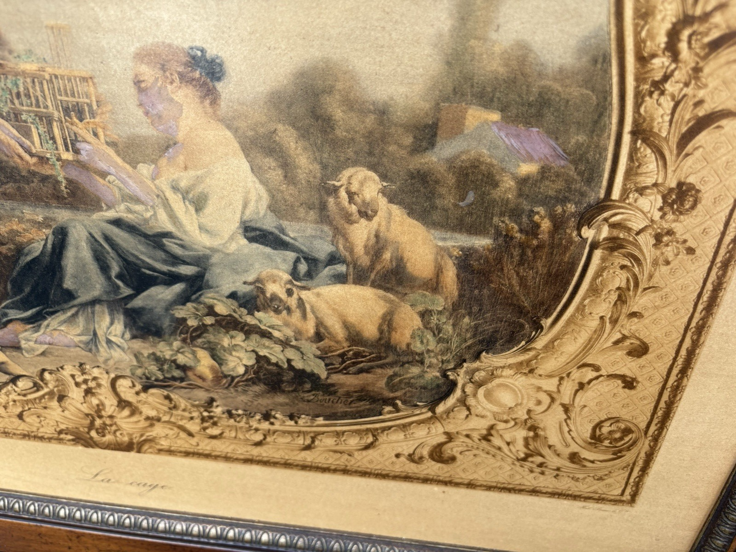 66642   Large Decorator Mirror in Wood Frame   La Cage