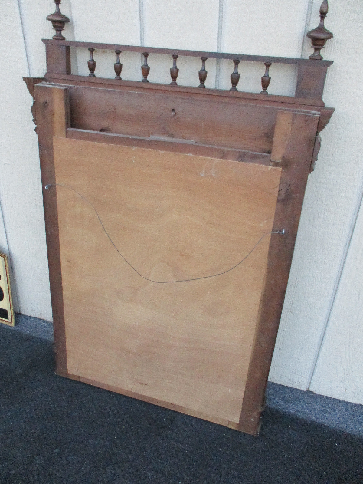 63871   Antique Oak French Hand Carved Beveled Mirror