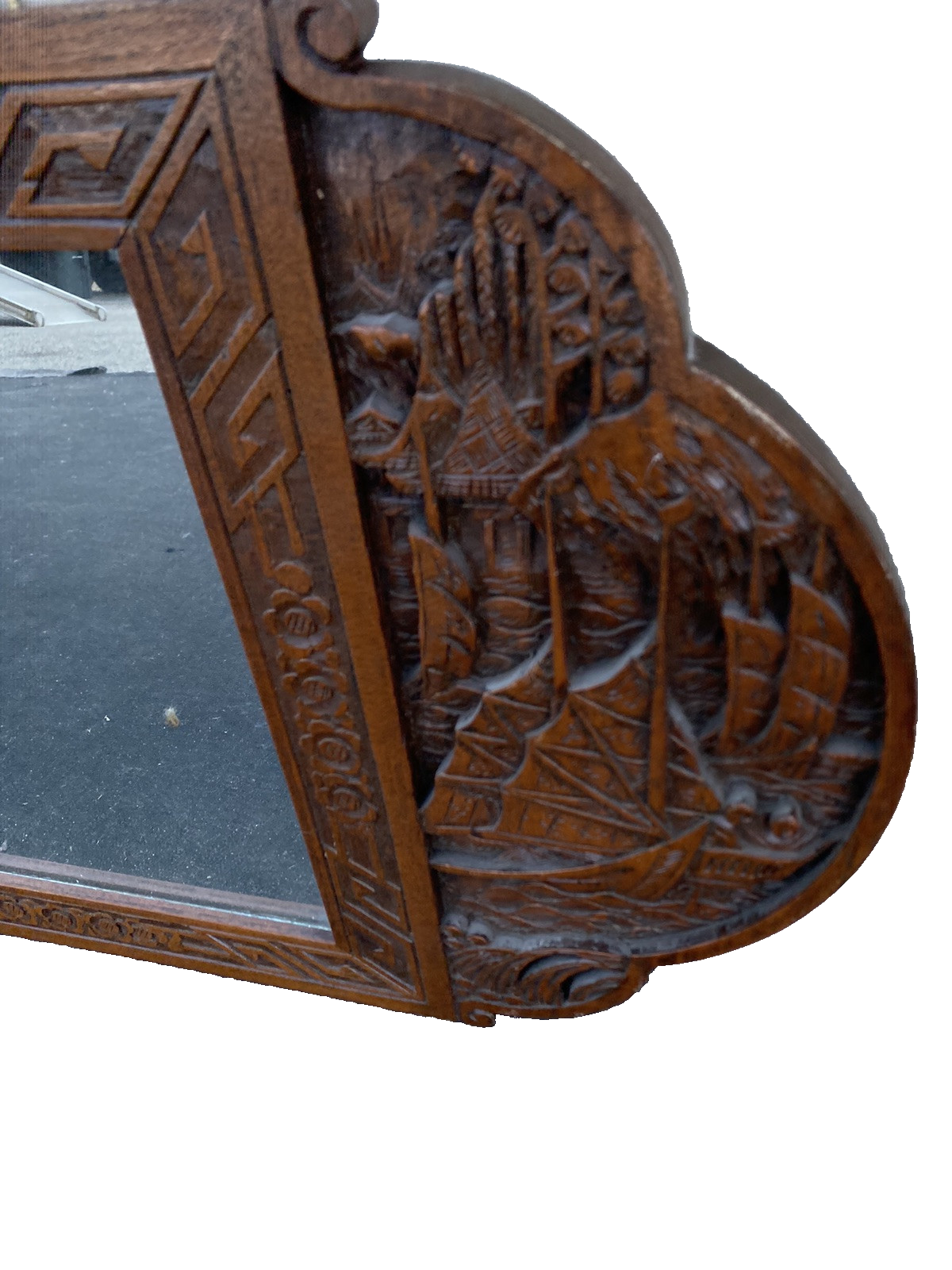 66384 Oriental Carved Wall Mirror