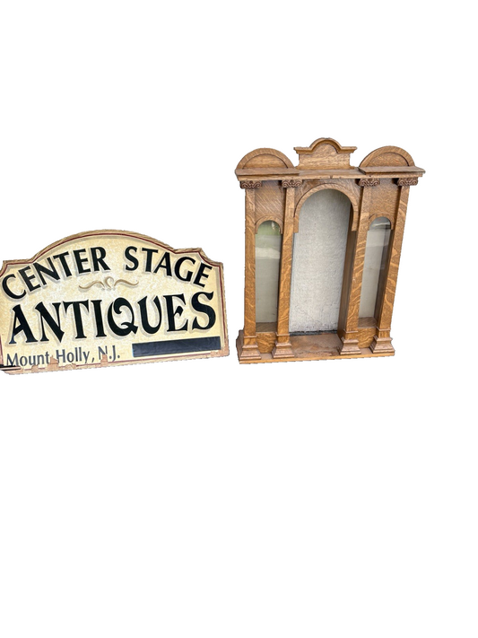 67005   Antique Oak Whatnot Wall Shelf Curio