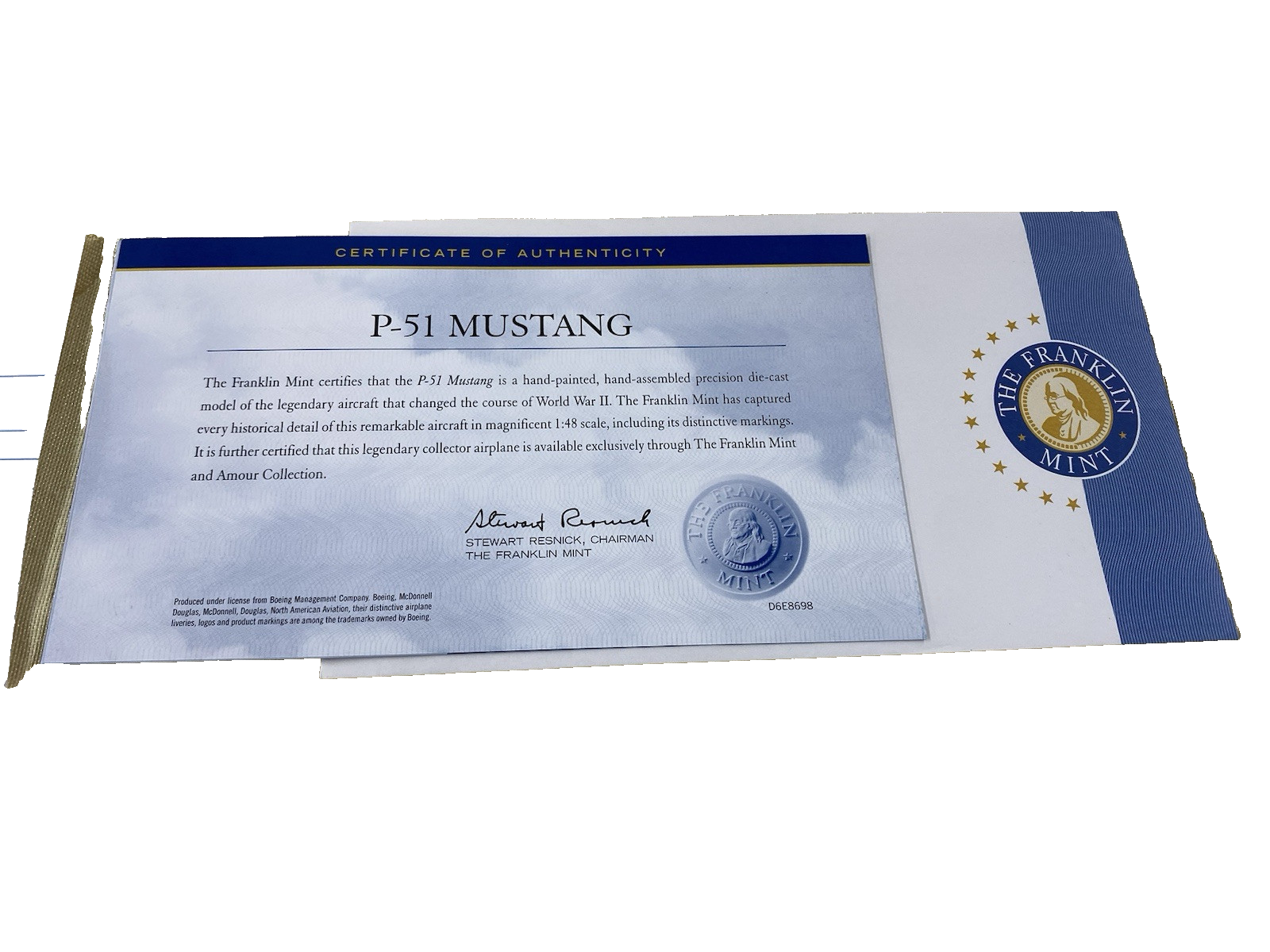 ES 206 : Franklin Mint  FICKLE FANNY P 51 Mustang B11B179  Airplane plane