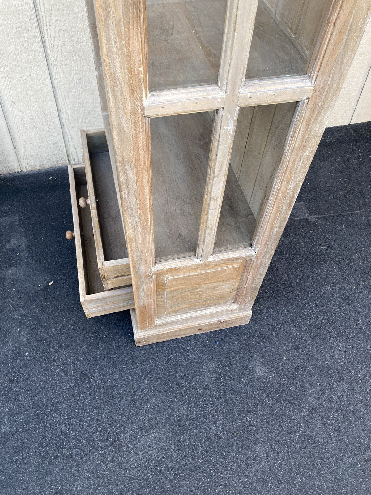 65631   Modern Rustic Bookcase Curio with Original Finish and 2 Drawers