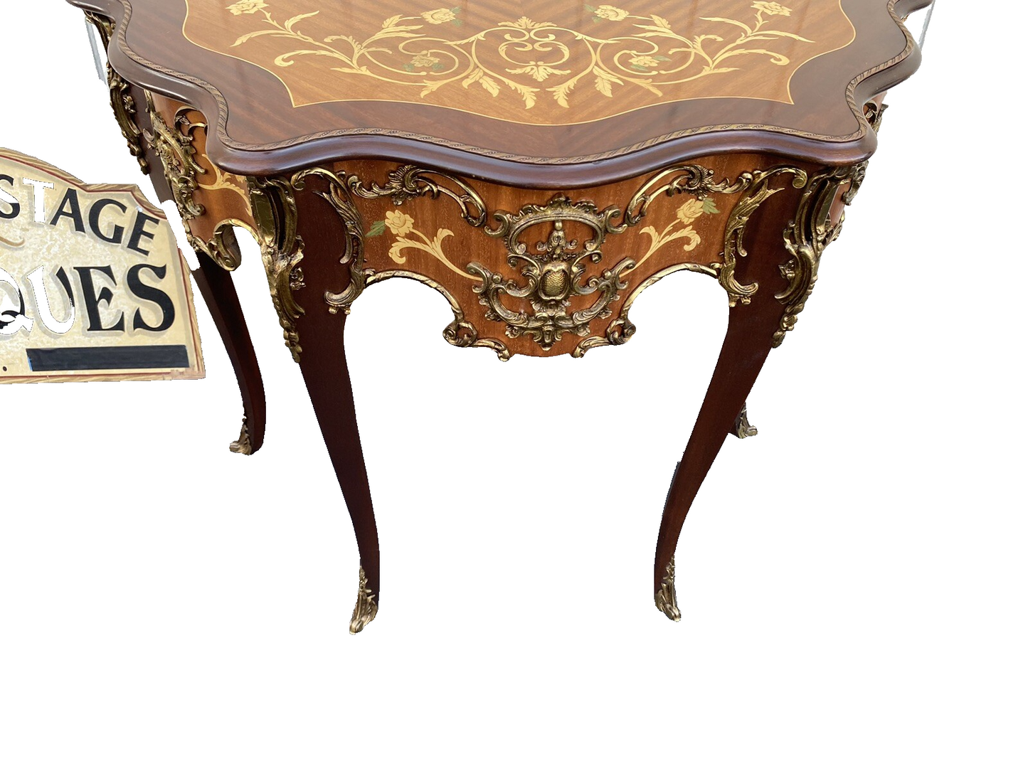 66142 Louis XV inlaid Console Table w/ Bronze ormalu