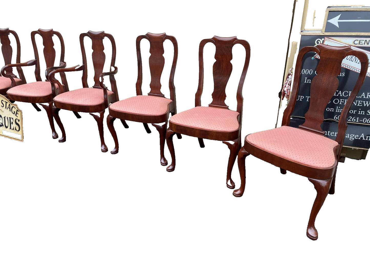 65837   Set of 8 Solid Mahogany Queen Anne Dining Chairs Chair s