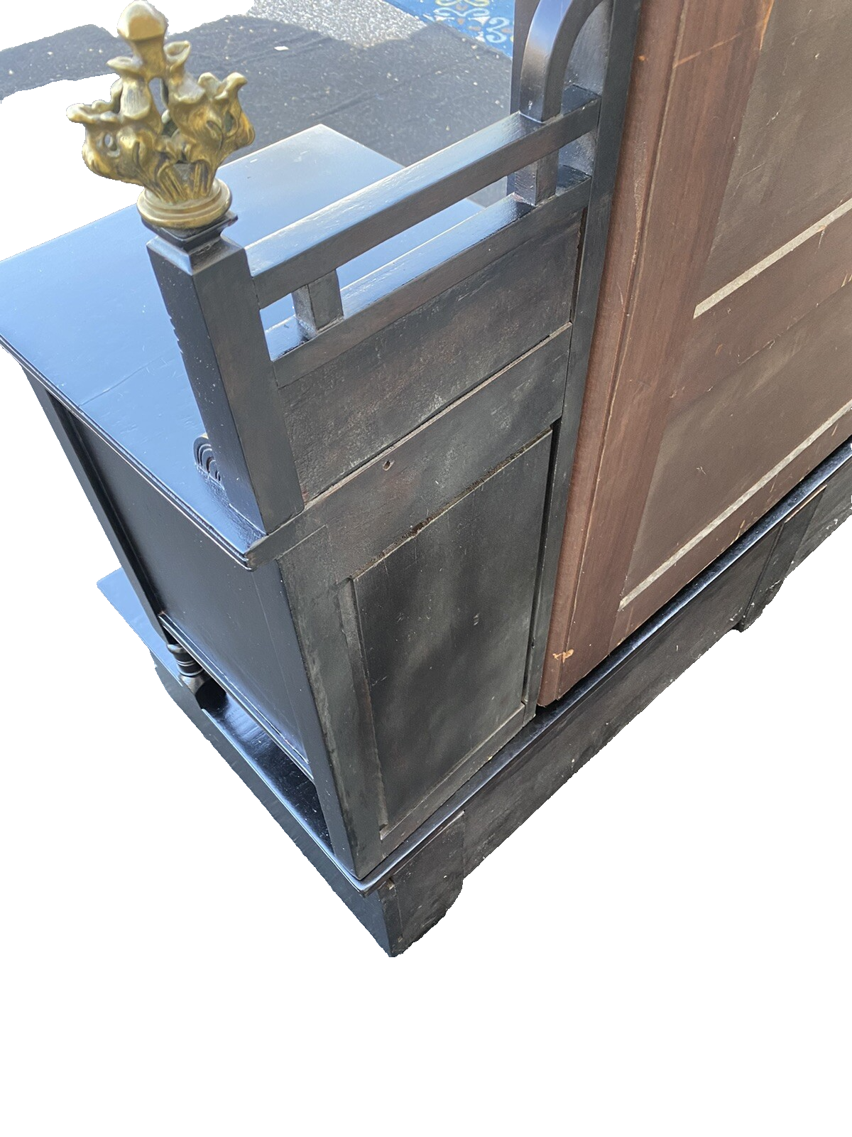 65374 Antique Victorian Ebony Vanity Dressing Mirror RARE FIND