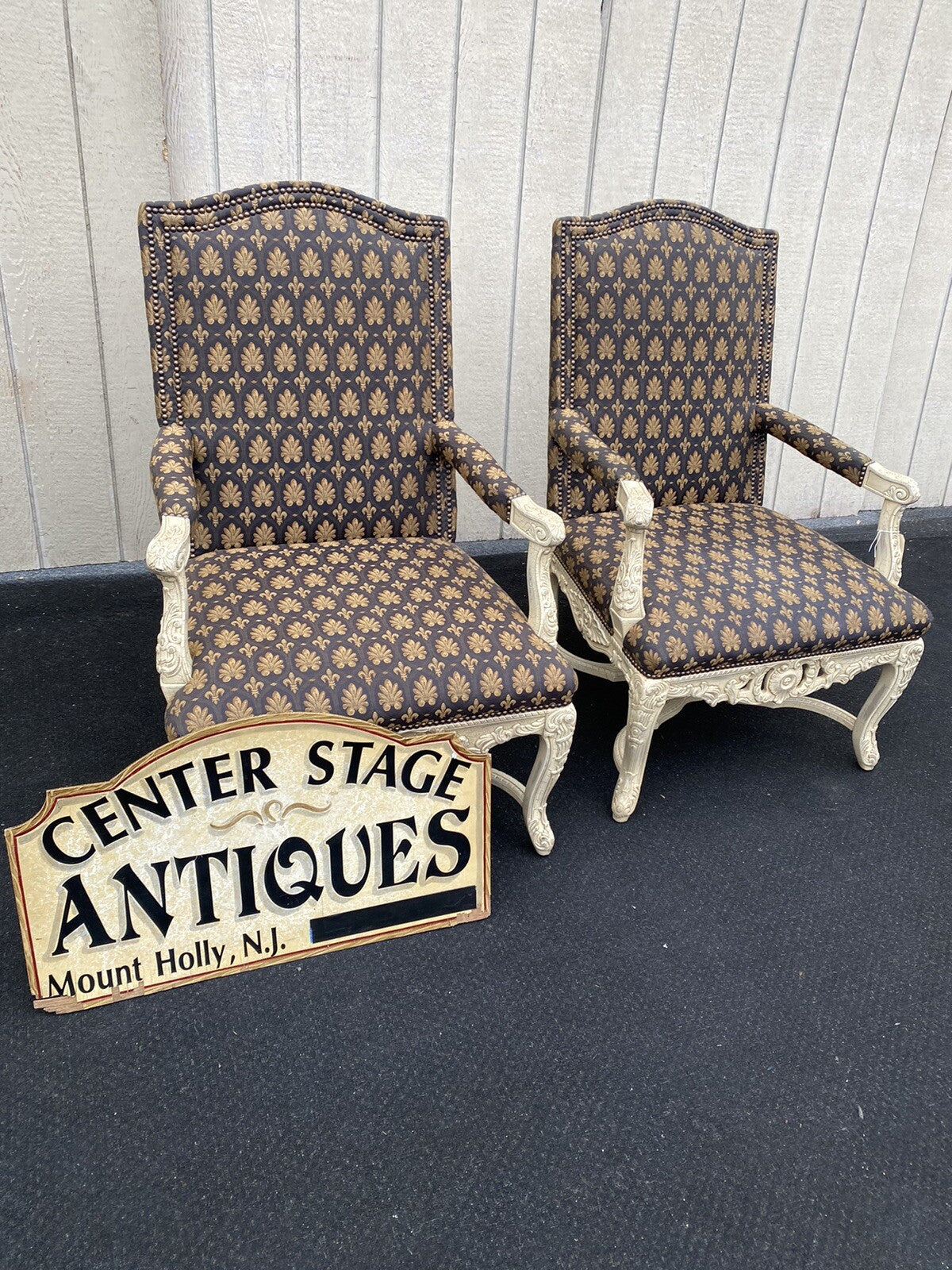 61185  Pair Romantic Shabby Armchair Chair s