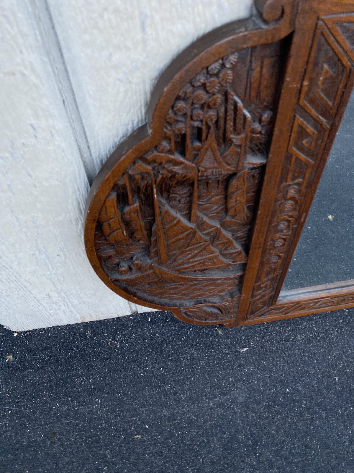 66384  Oriental Carved Wall Mirror