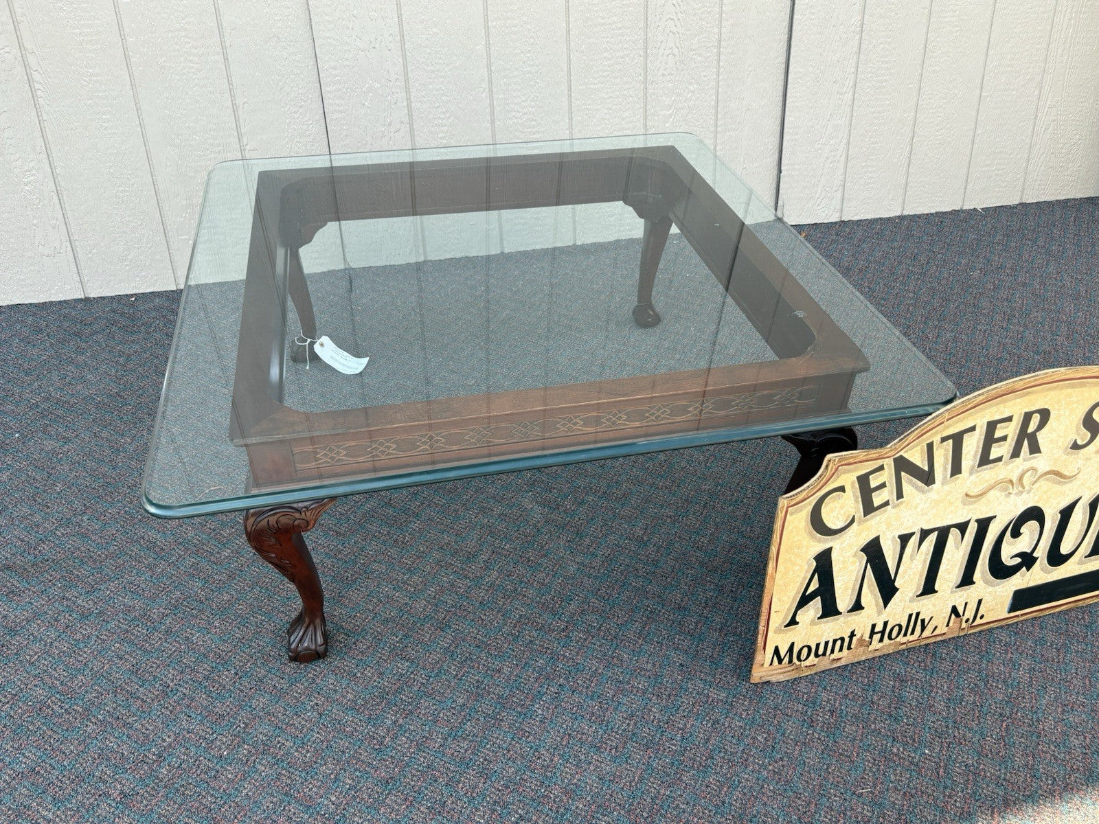 63903 Solid Mahogany Chippendale Glass Top Coffee Table Stand