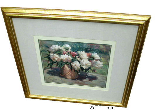 52152 FRAMED PRINT PEONIES IN BUCKET