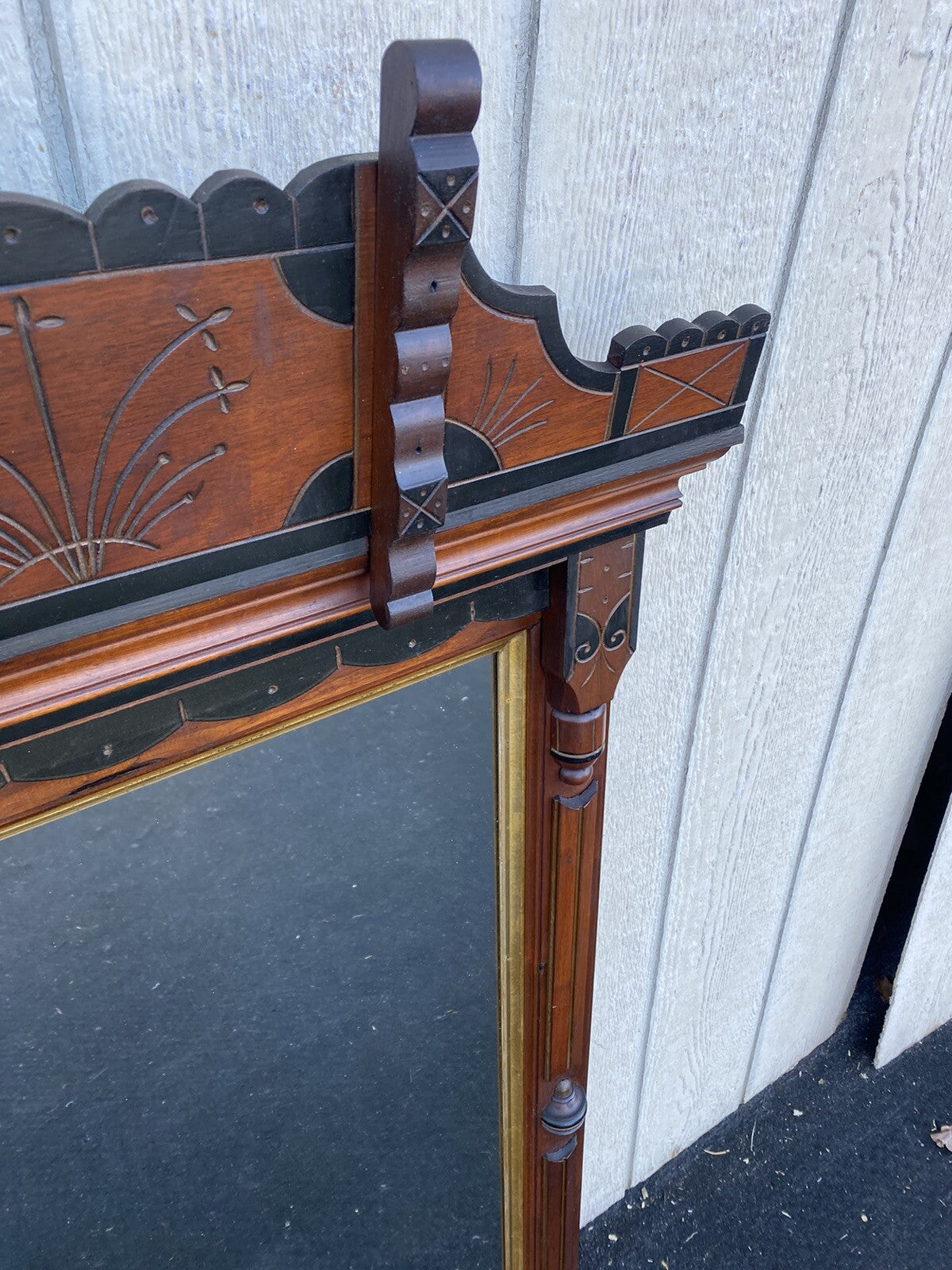 66313 Antique Victorian Walnut Mirror