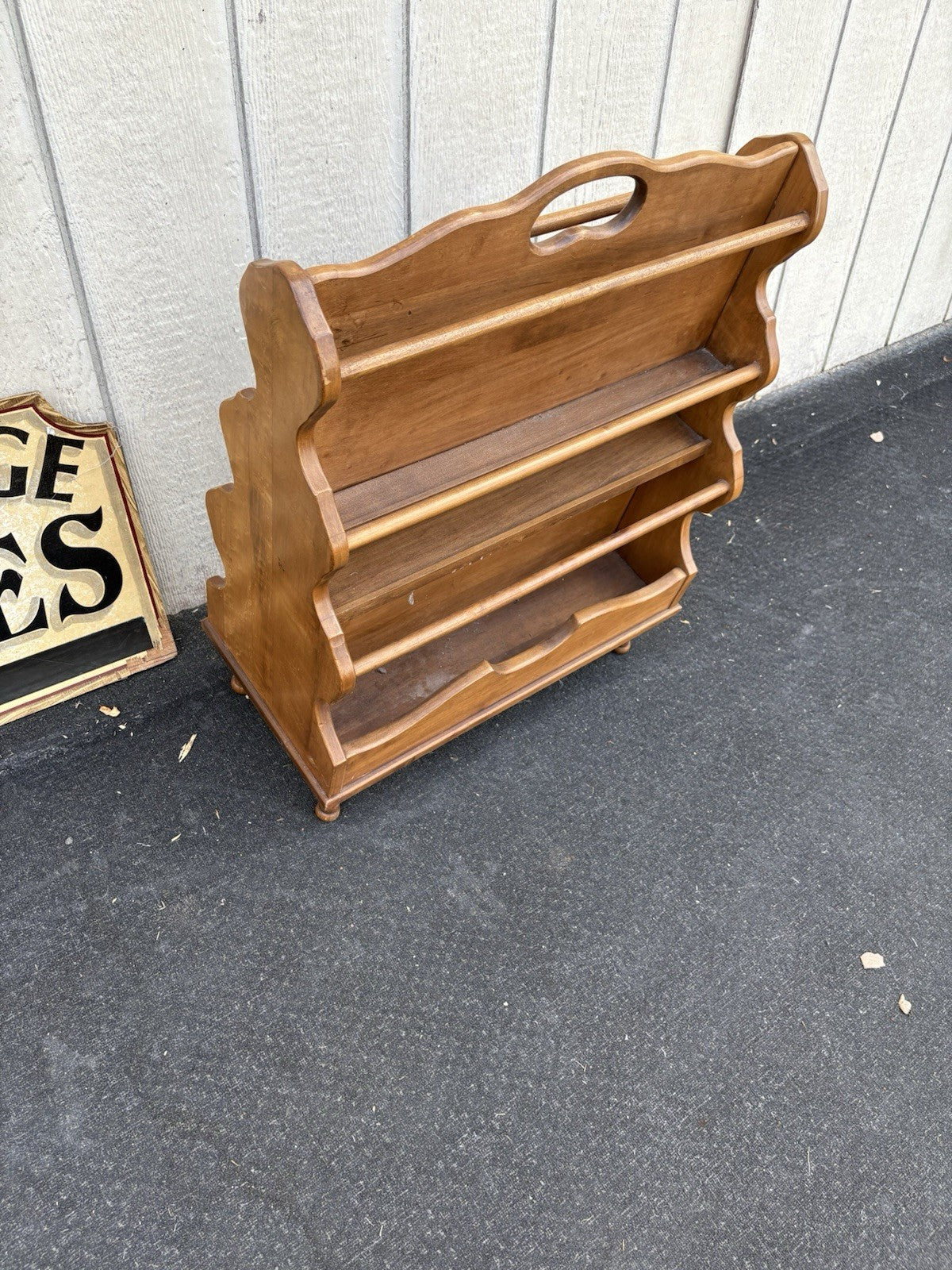 66869  Quality Solid Maple Magazine Rack Bookcase Stand