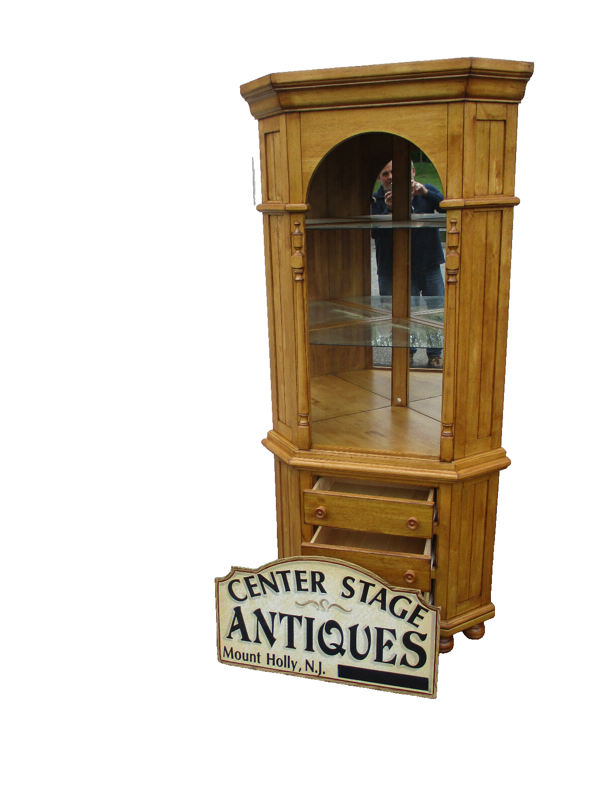 64407  Pine Country Corner China Cabinet Curio Shelf
