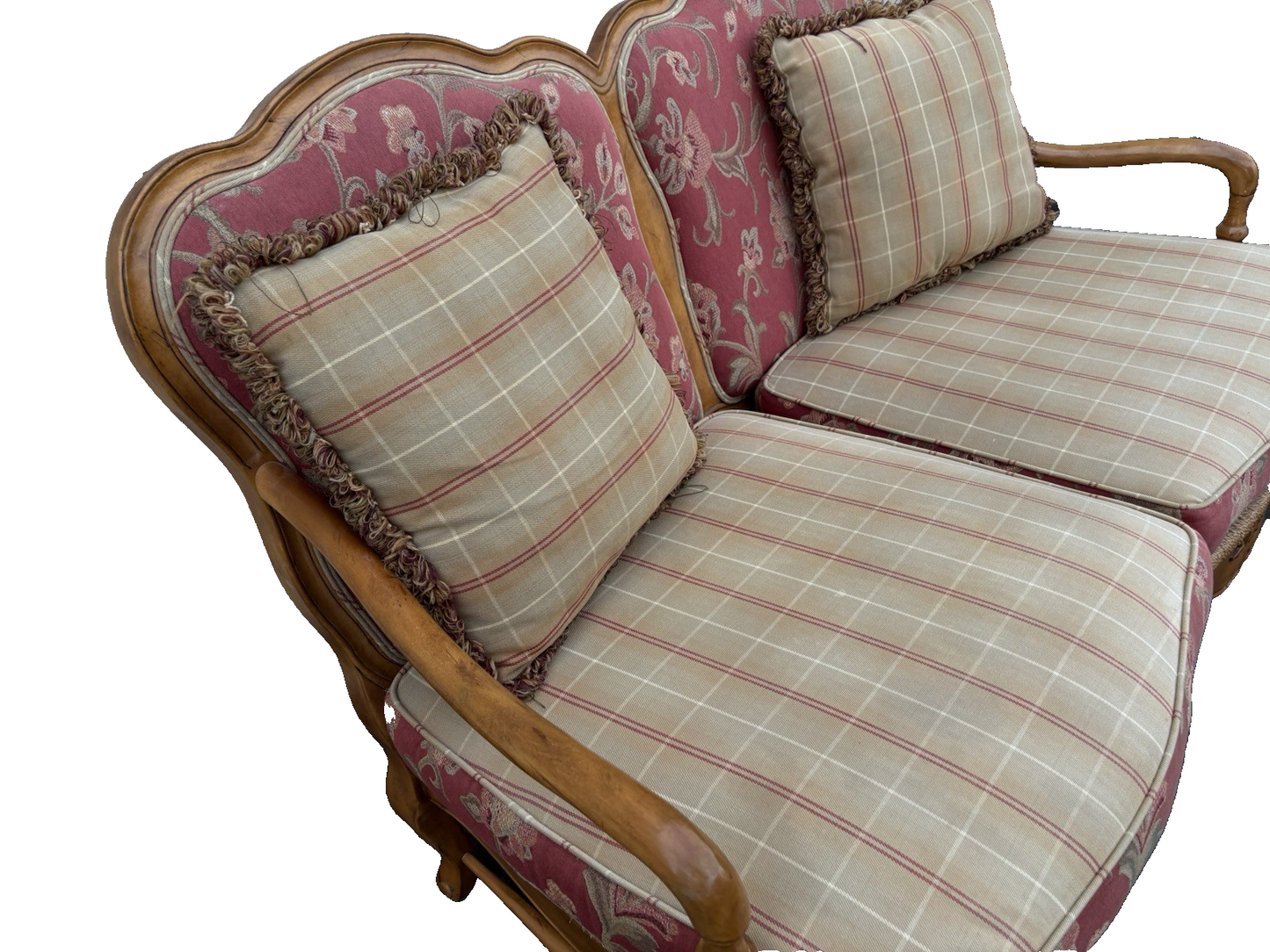 66788 ASHLEY Furniture Rush Seat Loveseat Sofa Settee Couch REVERSABLE PILLOWS