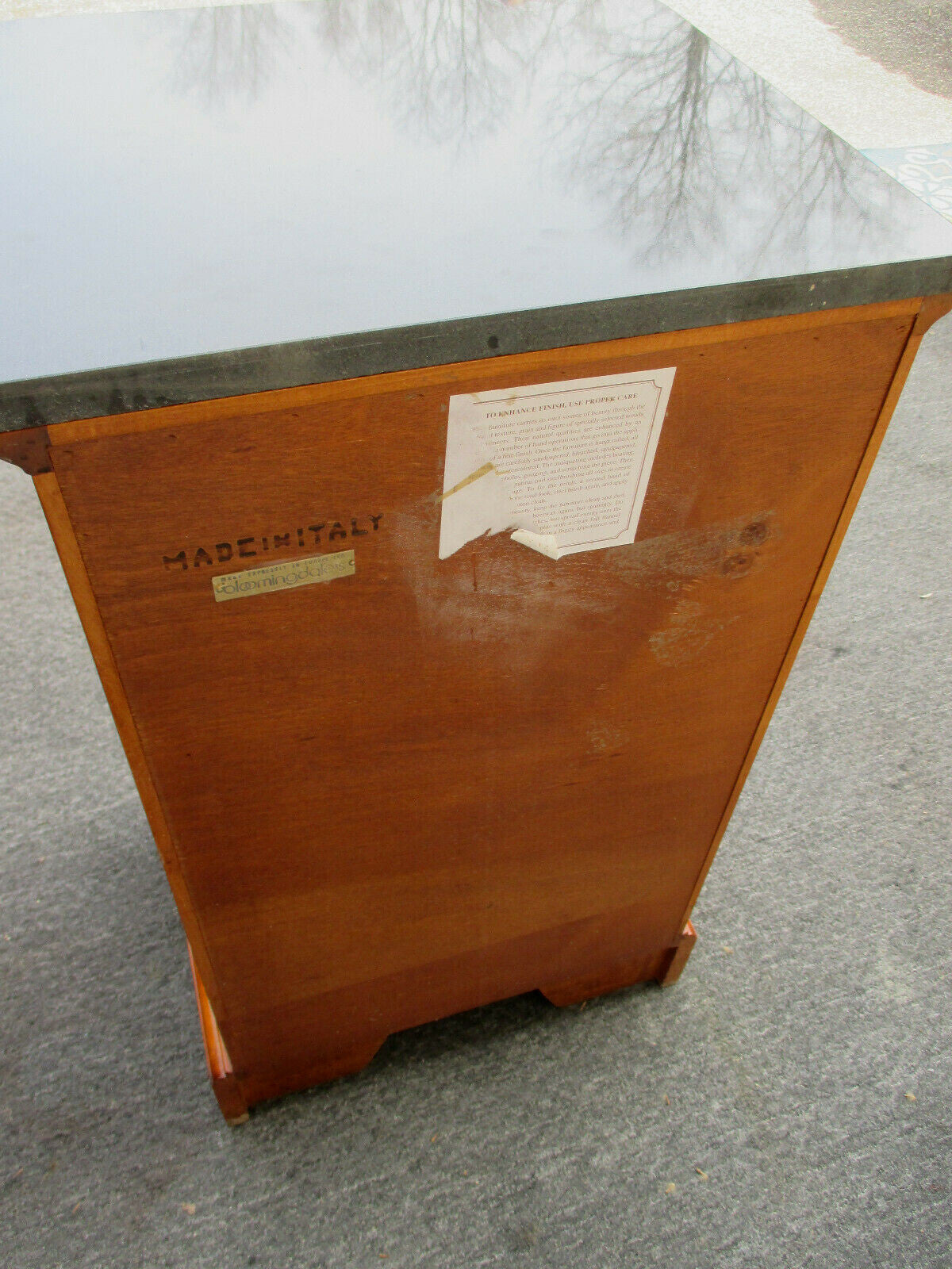 62986  Marble Top BLOOMINGDALES Nightstand End Table Stand