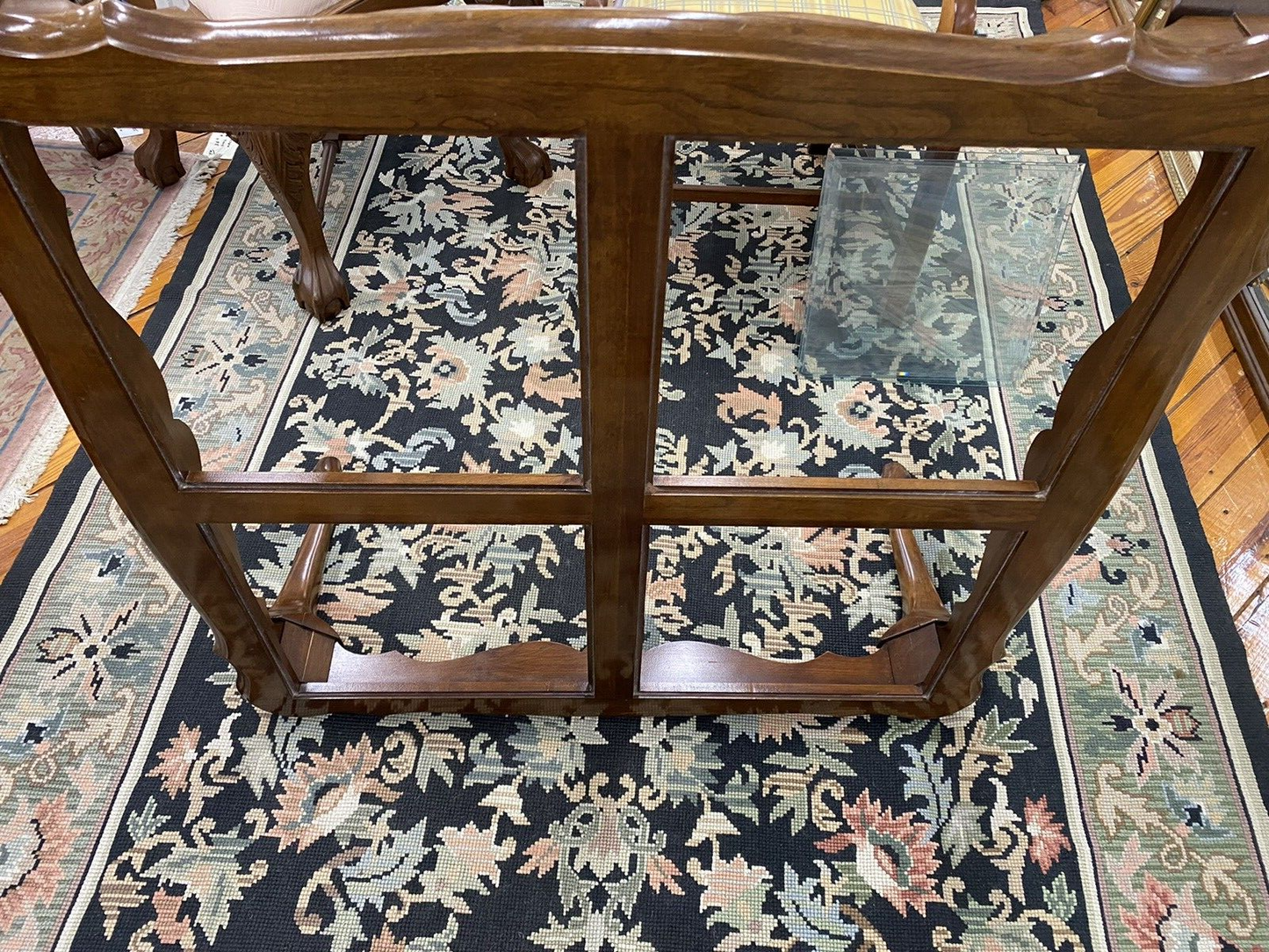 62020 Solid Cherry Glass Top Queen Anne Coffee Table