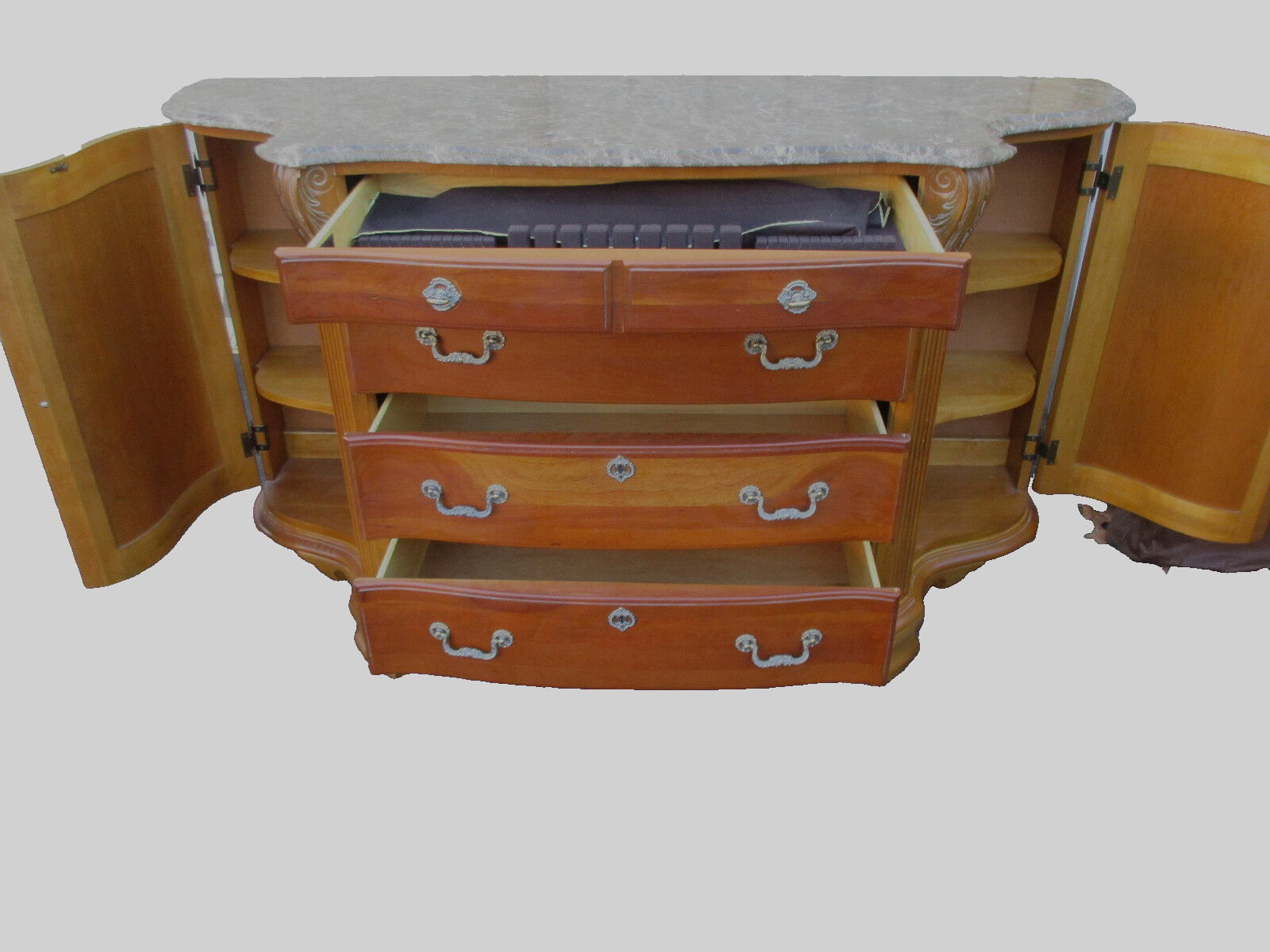 63952 Marble Top American DREW Sideboard Server Cabinet 