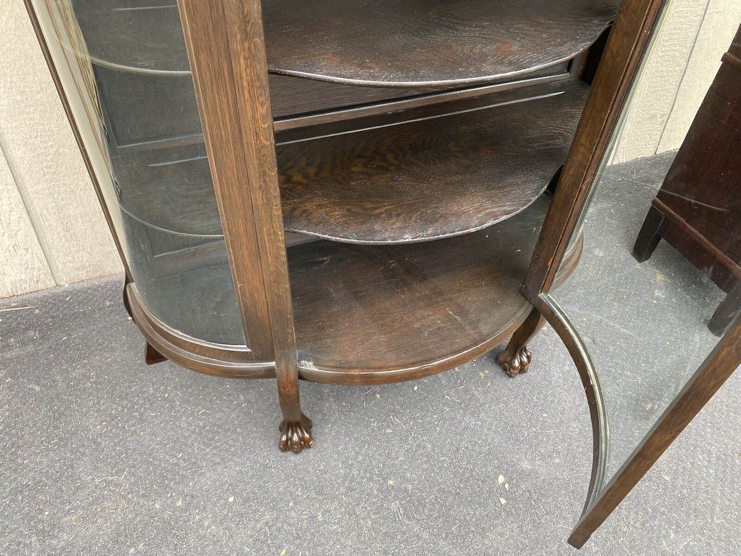 65261  Oak Victorian  Bow Glass China Cabinet Curio