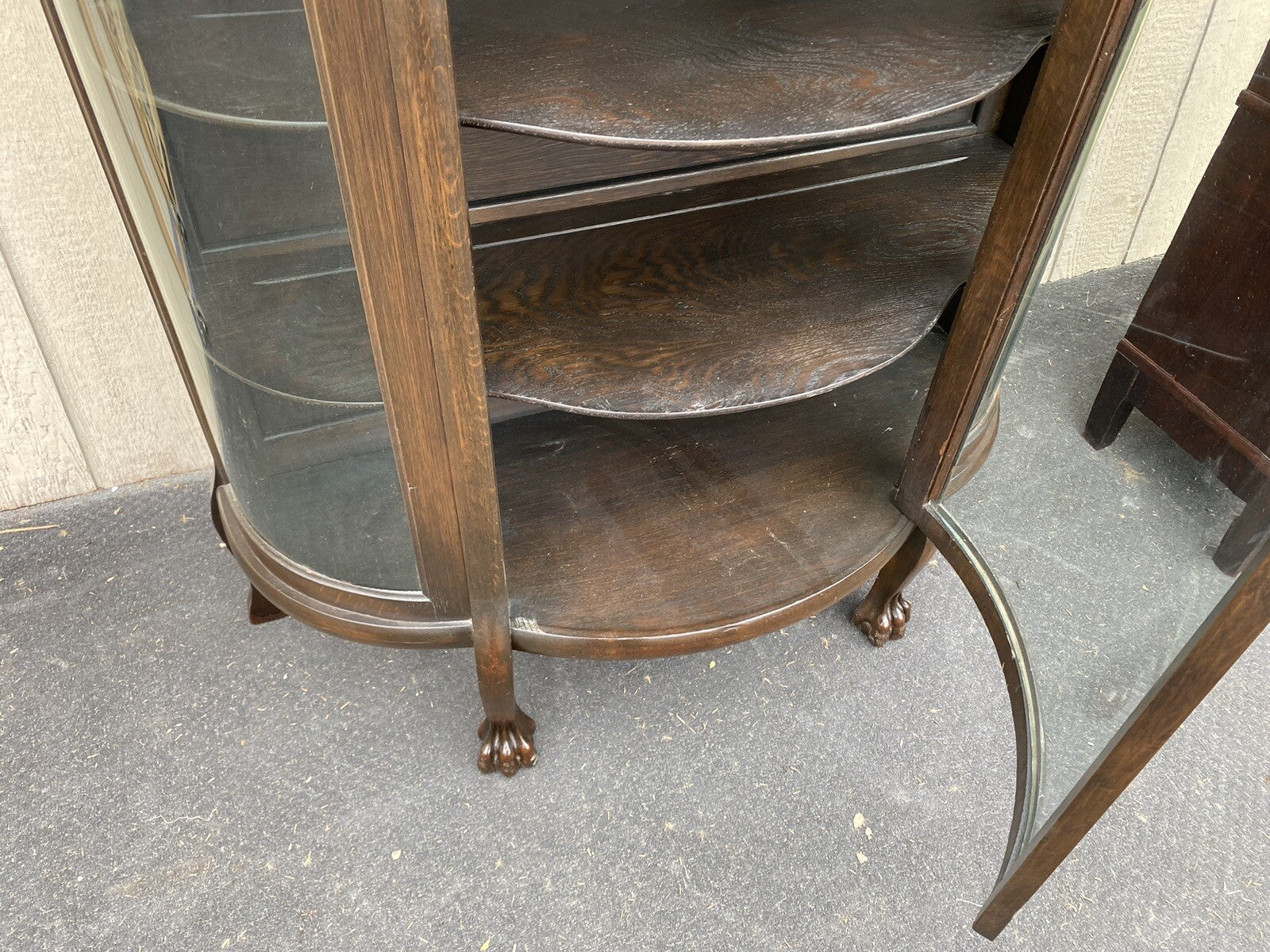 65261  Oak Victorian  Bow Glass China Cabinet Curio