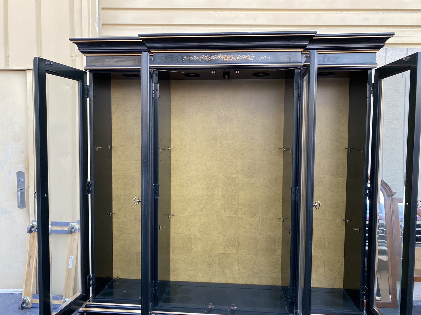 66268  ETHAN ALLEN Oriental Breakfront Curio Cabinet