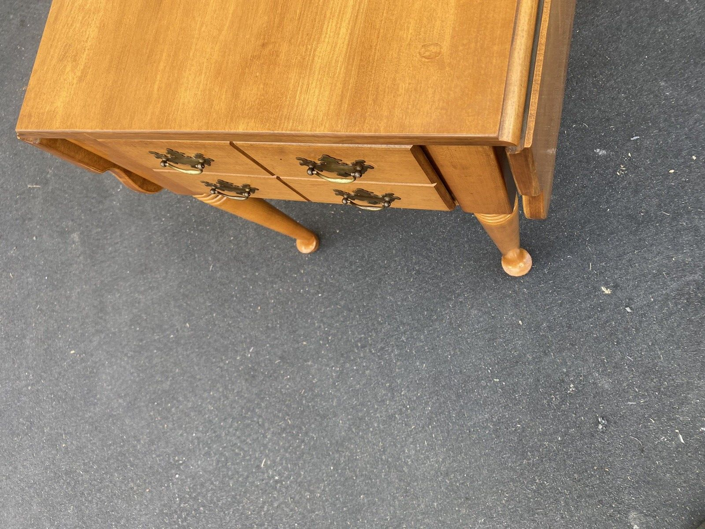 65794 Solid Maple Drop Side Pembrooke  Lamp Table Stand w/ Drawer