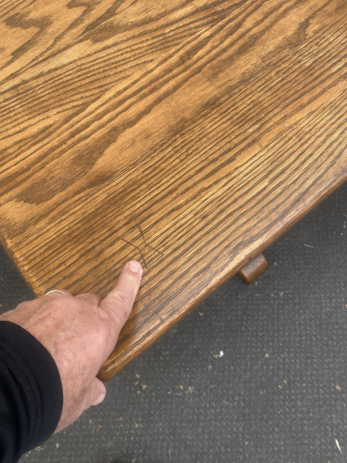 66523   Solid Oak Double Pedestal Trestle  Dining Table