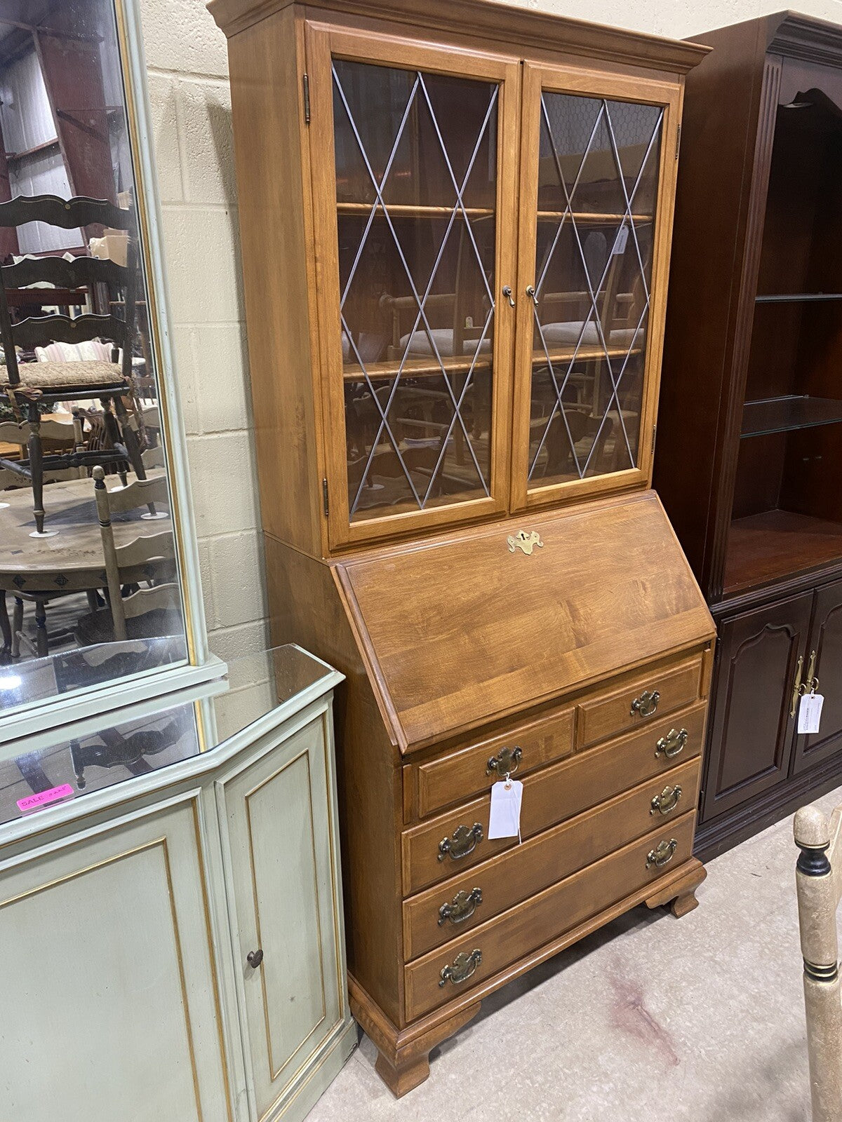 65682 Ethan Allen Secretary Desk with Bookcase Top