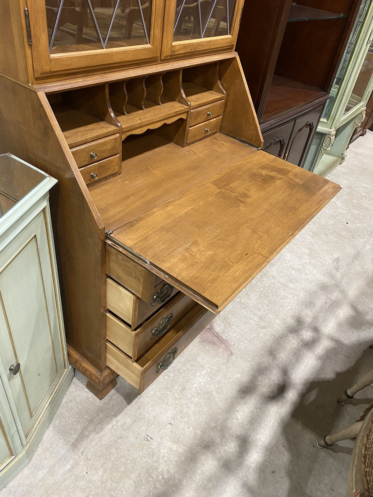 65682 Ethan Allen Secretary Desk with Bookcase Top