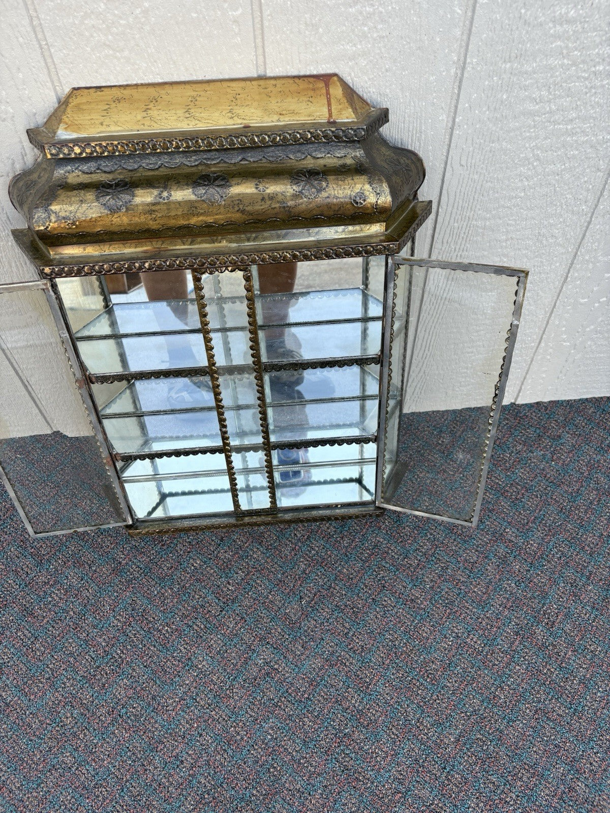 66958 METAL CLAD Whatnot Curio Wall Shelf w/ 2 Doors