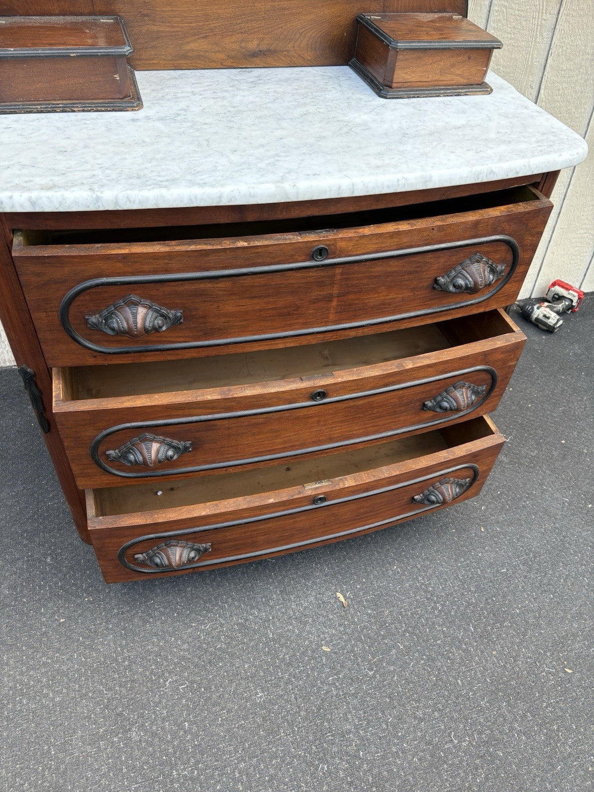 66669  Antique Victorian Marble Top Dresser with Mirror