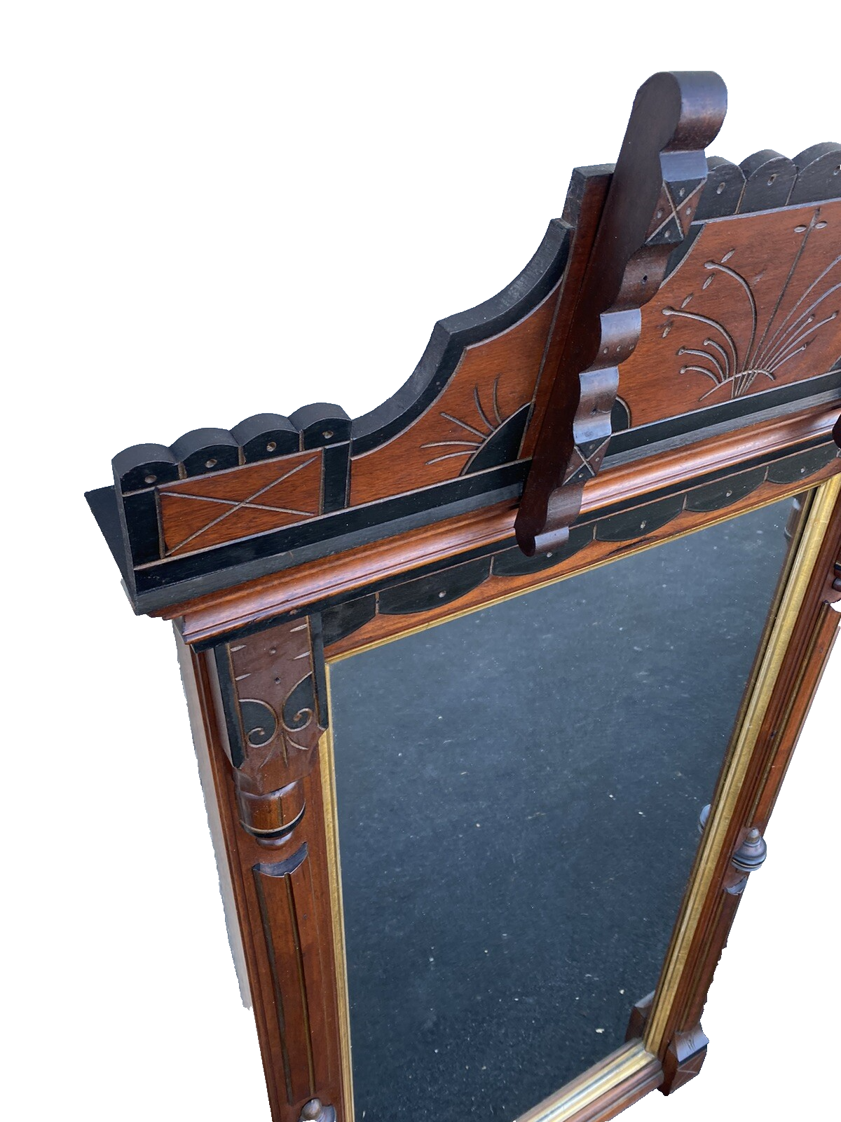 66313 Antique Victorian Walnut Mirror