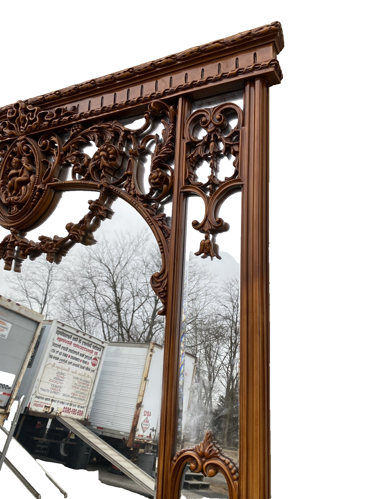 66238 Large Decorator RIO Furniture Fancy Mirror with Cherub s