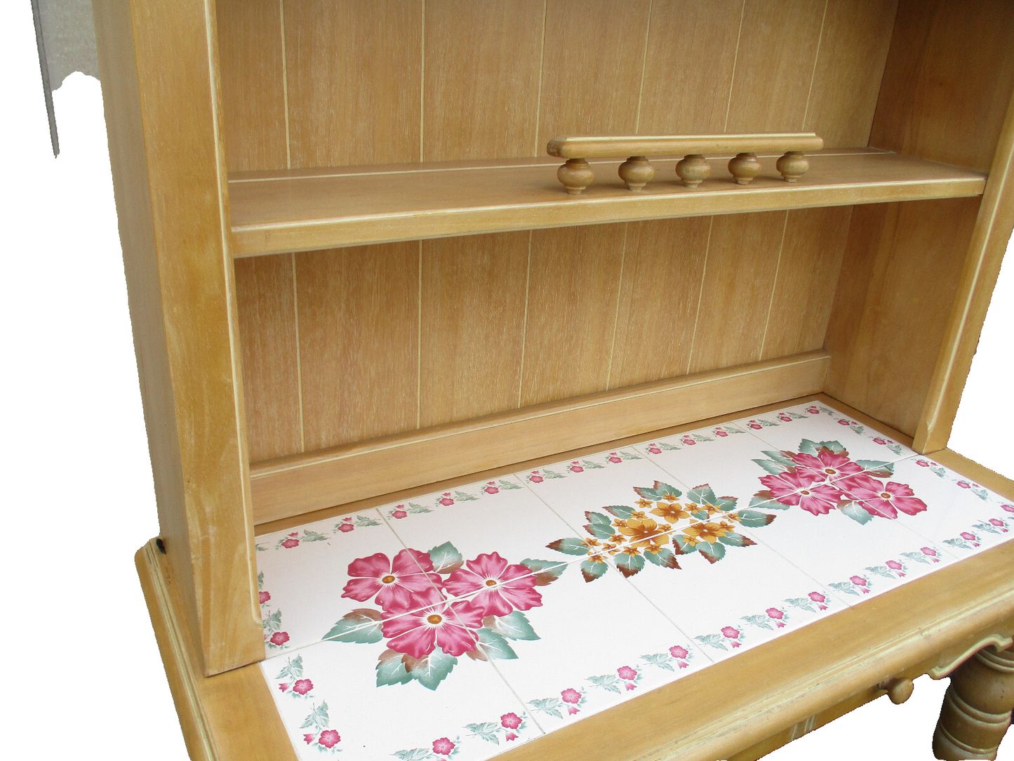 63329   2 Piece Tile Top Desk Cabinet with Bookcase Top