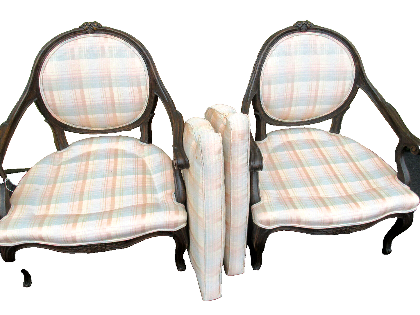 58515 Pair French Country Bergere Armchair Chairs