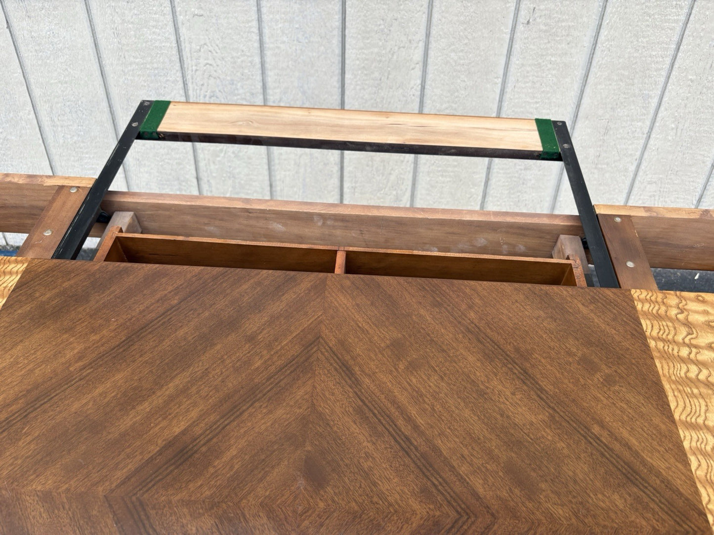 66885   Inlaid Antique Flip Top Sideboard Dining Table with Drawer