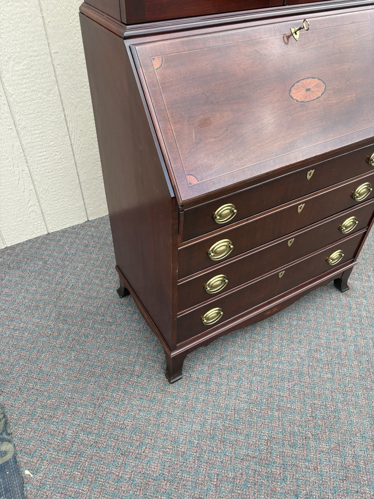 67138 JASPER Furniture Inlaid Secretary Desk w/ Bookcase Top
