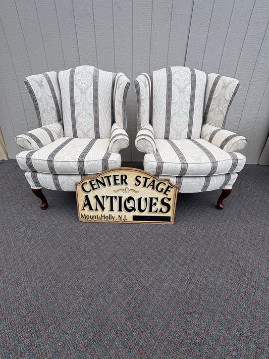 67035 Pair Oak Ridge Queen Anne Wing Chair s