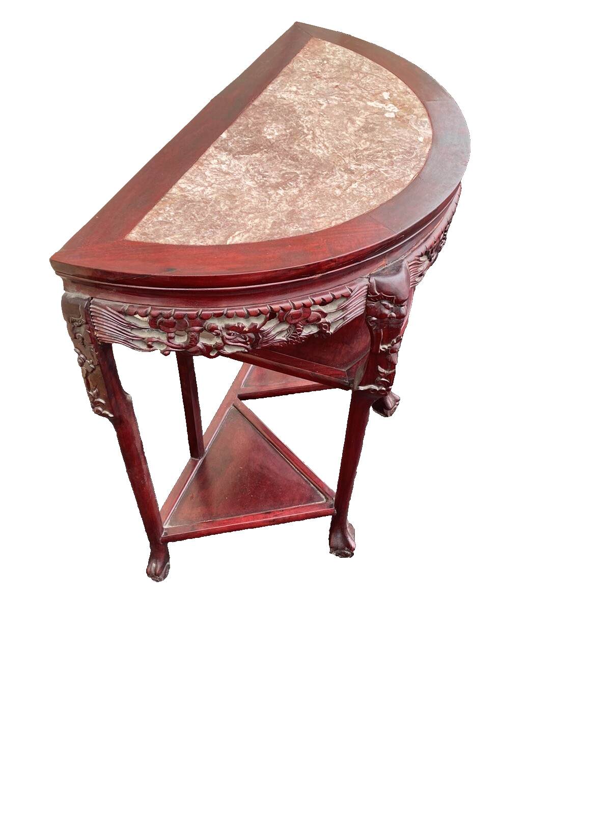 65112 Oriental Mahogany Console Table Hall  Stand w/ Marble insert