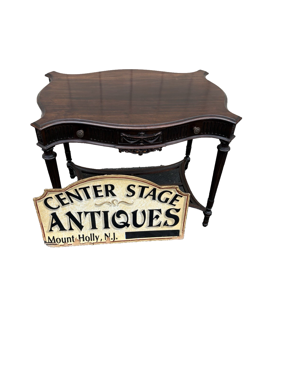 66896 Antique Mahogany Lamp Table Stand w/ Drawer