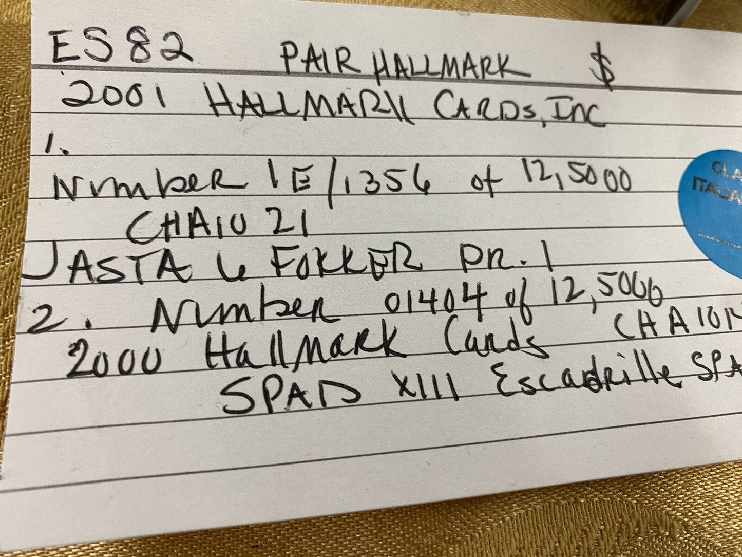 ES 1000:   2  Hallmark Military Airplanes Planes Bi Plane s