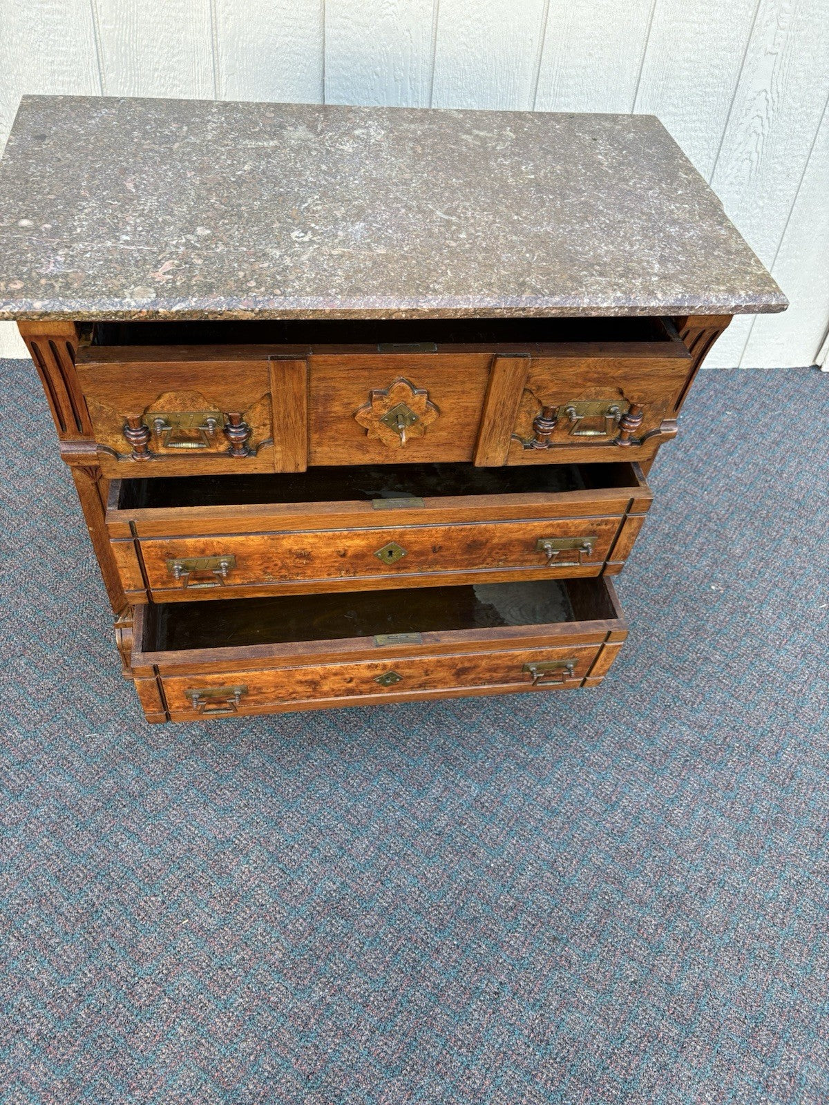 67115 Antique Victorian Walnut Washstand Dresser Chest