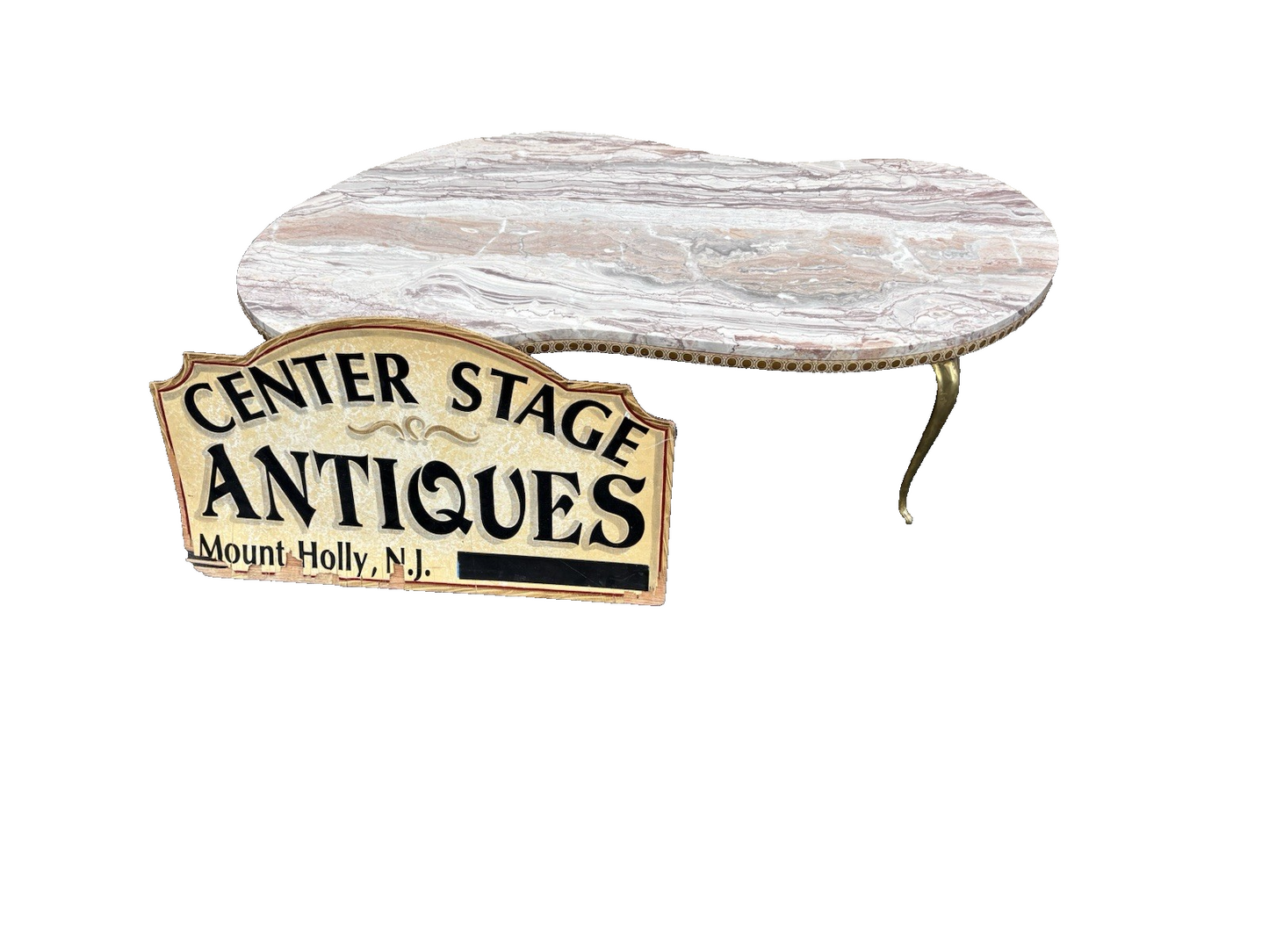 66870  Mid Century Modern Marble Top Coffee Table Stand