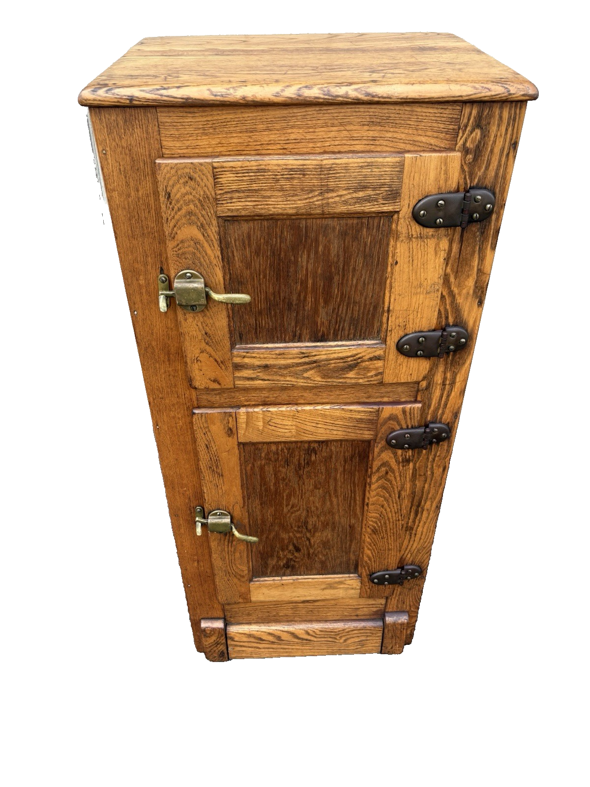 00001 Antique Victorian Oak 2 Door Ice Box Liquor Cabinet