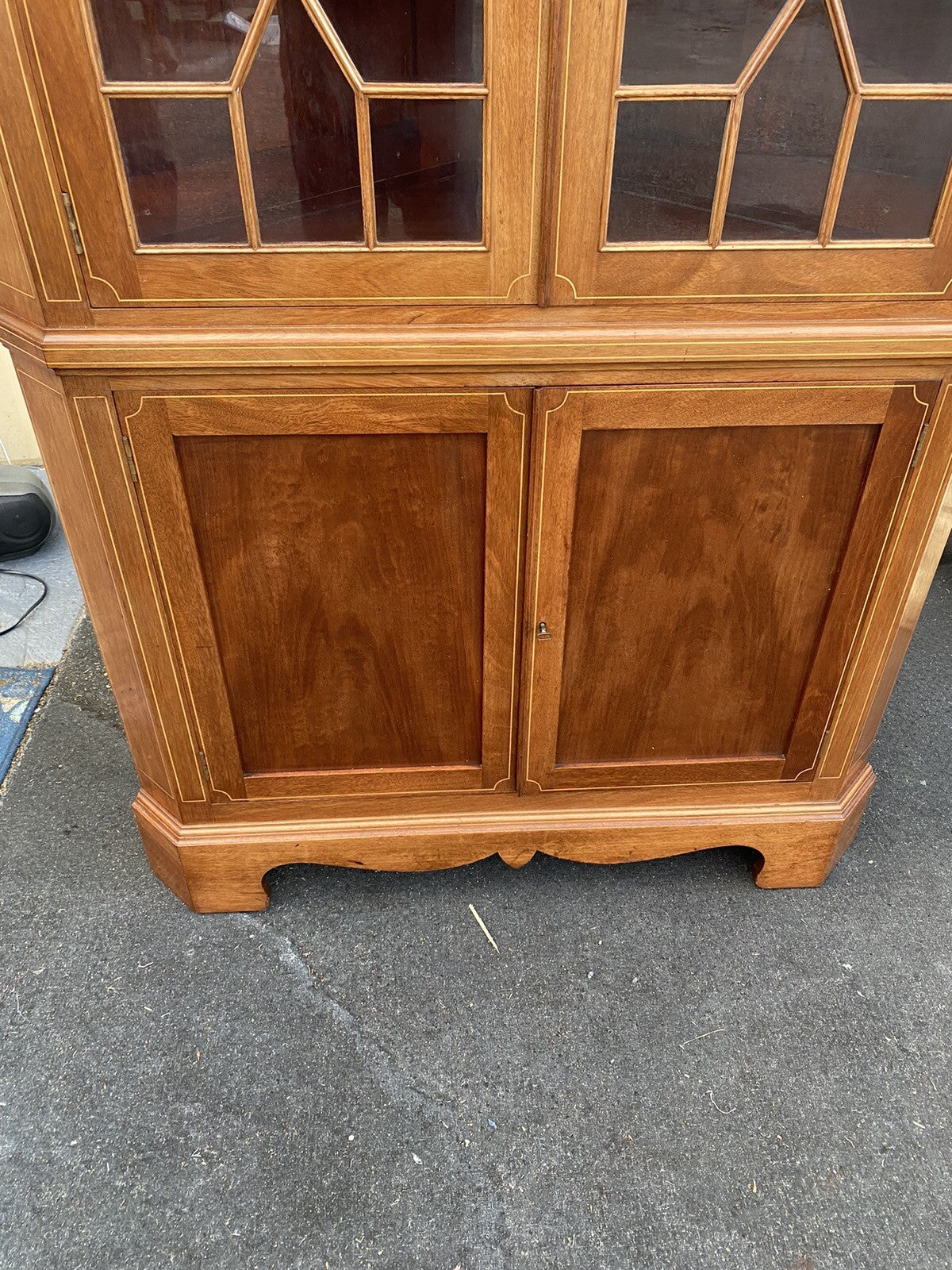 66078 Custom Hand Made Inlaid Corner China Cabinet