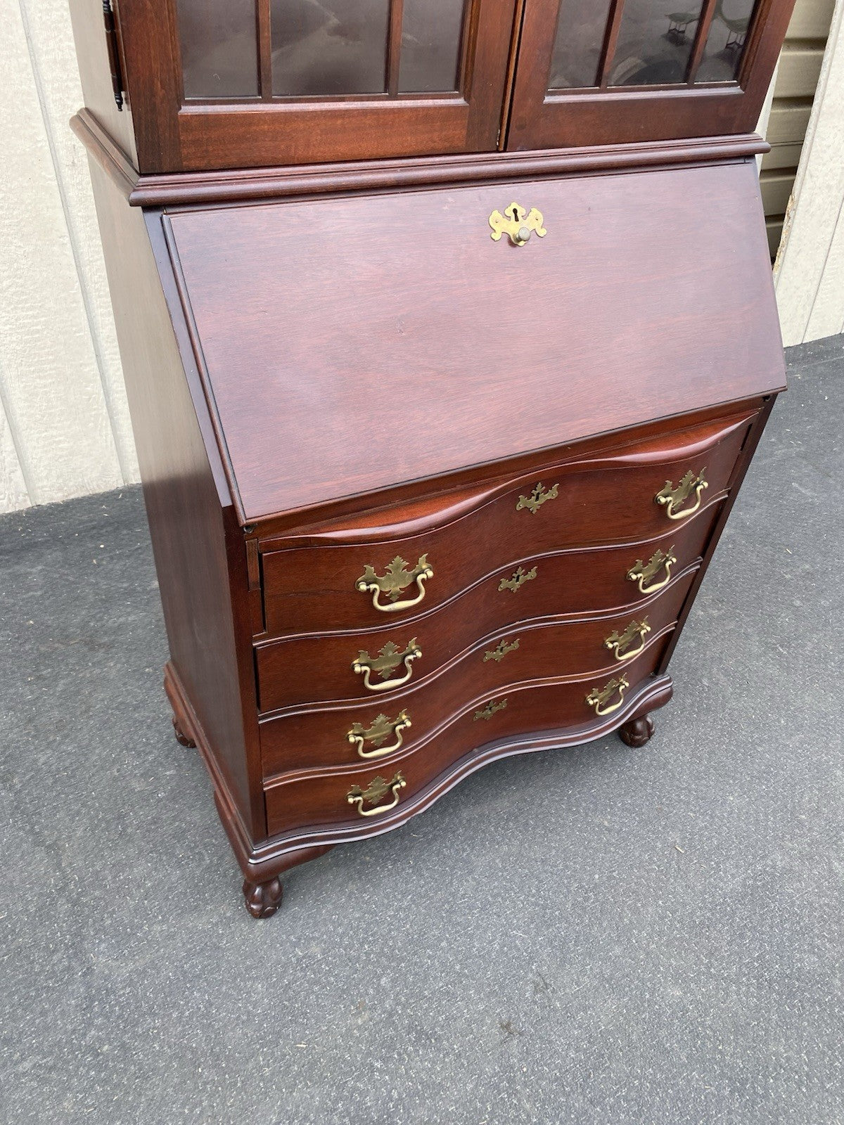 66491 JASPER Furniture Bubble Glass Secretary Desk w/ Bookcase Top