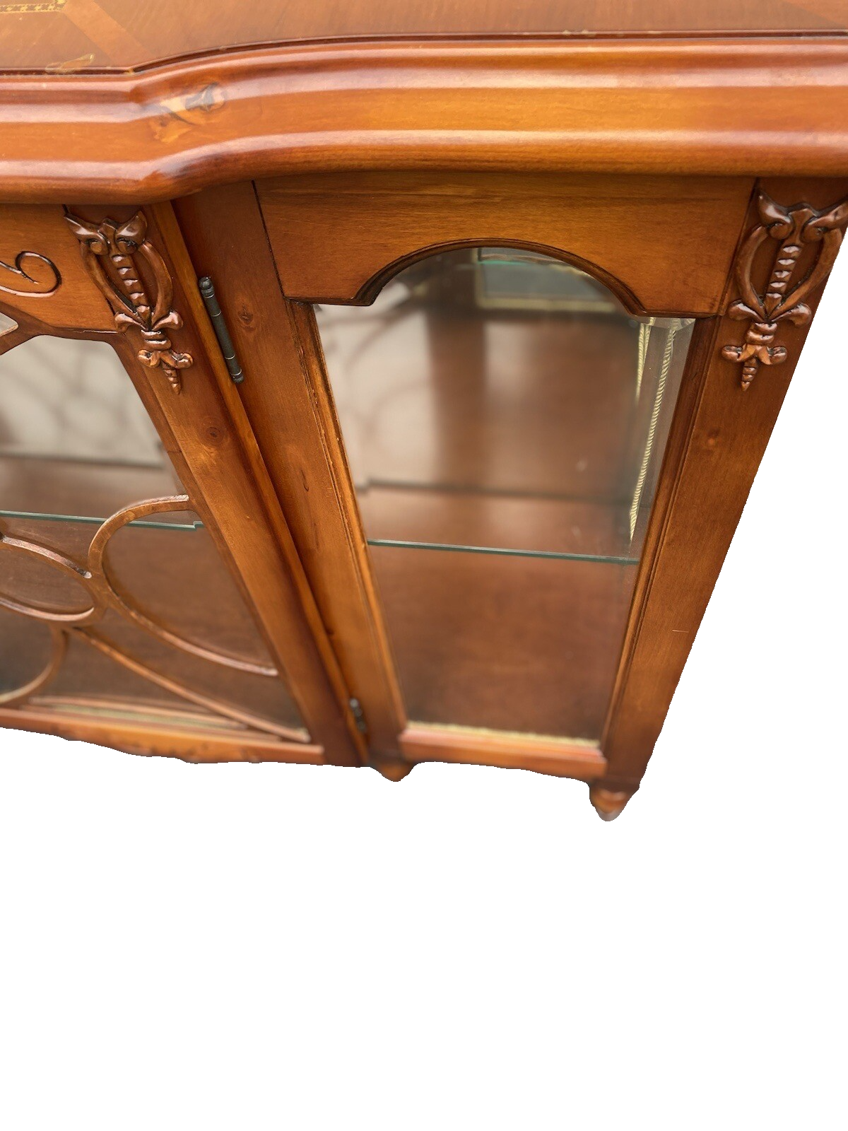 64779 Inlaid Cherry Curio Console Sideboard